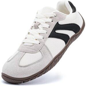 Women's Beige Black Barefoot Casual Lace Up Retro Zero Drop Fashion Sneakers